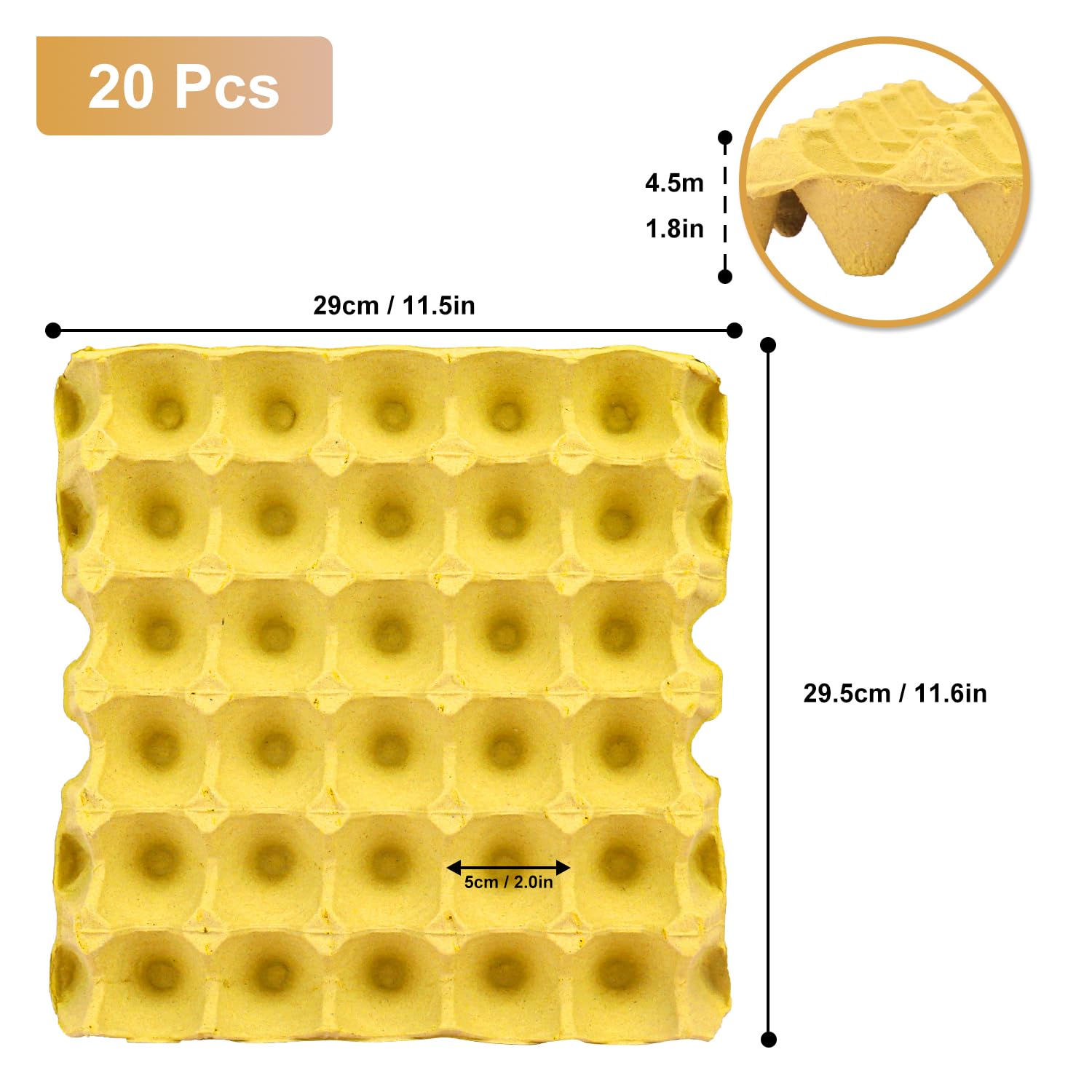 20 cajas de huevos planas de 30 celdas (capacidad para 30 huevos), cajas de cartón para huevos, resistentes y apilables, cajas de huevos perfectas para huevos frescos, granja de pollos