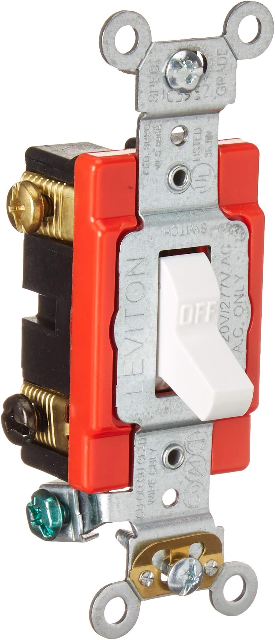 Toggle Double-Pole AC Quiet Switch, Extra Heavy Duty Grade, 1222-2W, White