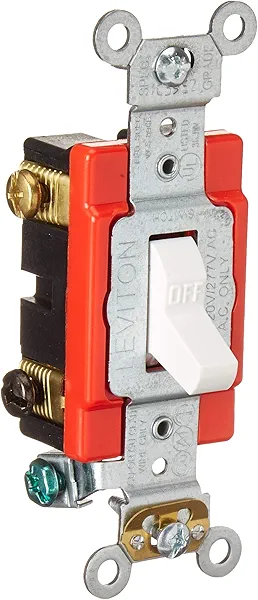 Leviton Toggle Double-Pole AC Quiet Switch, Extra Heavy Duty Grade, 1222-2W, White