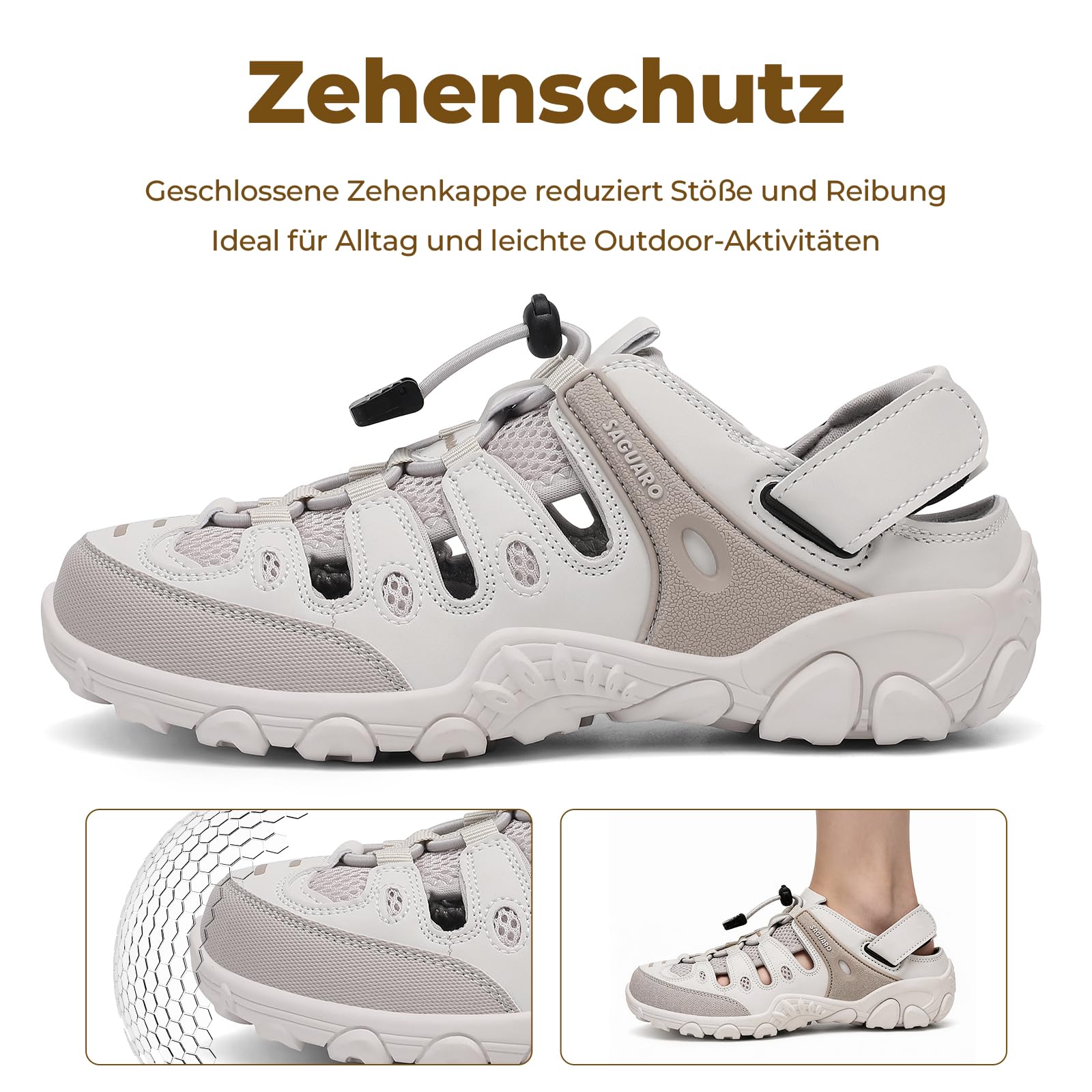 SAGUARO Damen Sandalen Rutschfest Atmungsaktiv Outdoor Sport Trekking & Wandersandalen, 36-42 EU