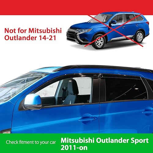 Miniatura 3 de Goodyear - Deflectores de ventana lateral inastillables para Mitsubishi Outlander SportASX 2011-2022, protectores de lluvia adhesivos, viseras de