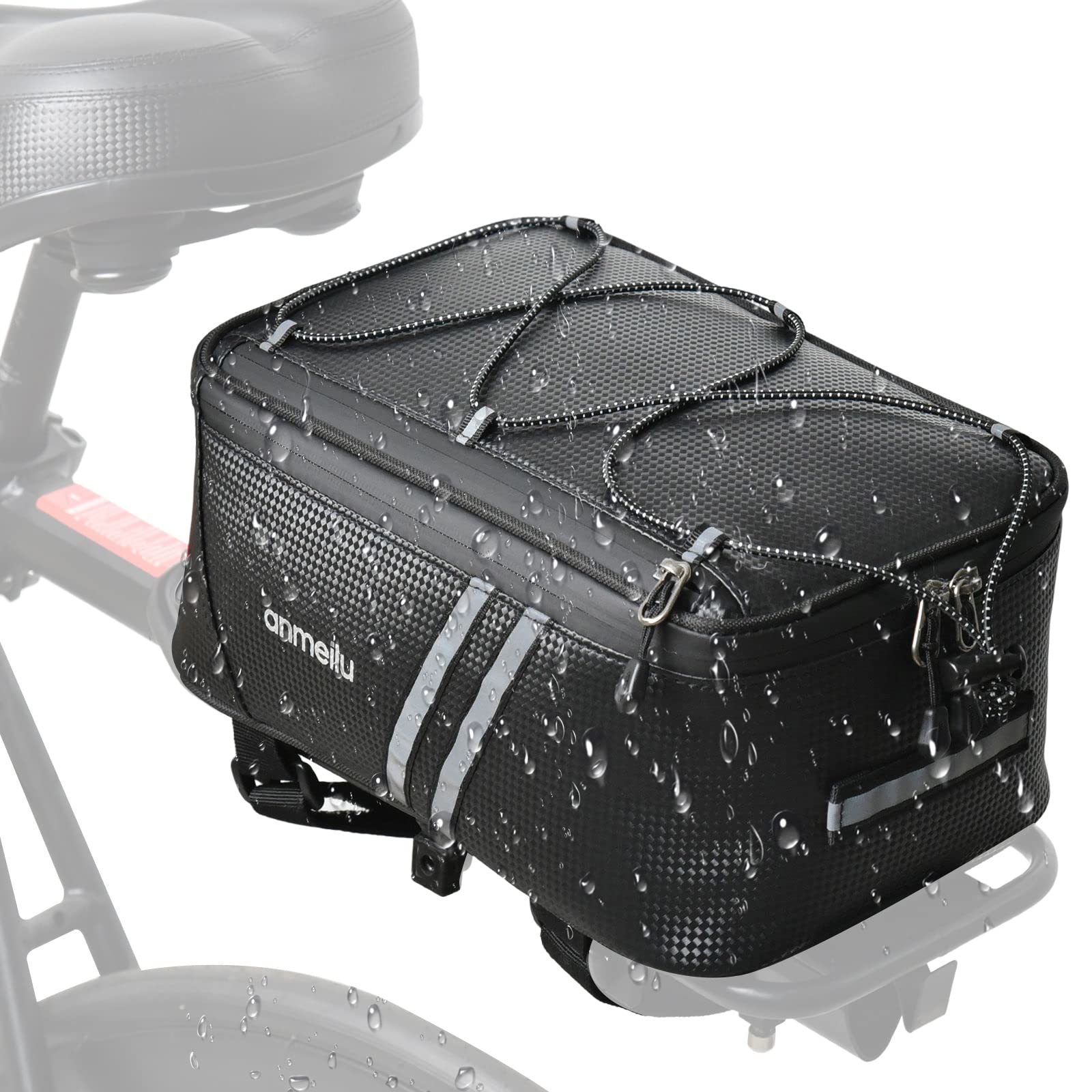 OLYSPM Bike Pannier Bag Waterproof Bike Rear Rack Bag,Pannier Bag for Bicycles 8 L Mountain Road MTB Bicycle Bike,with Reflective Tape and rain Cover
