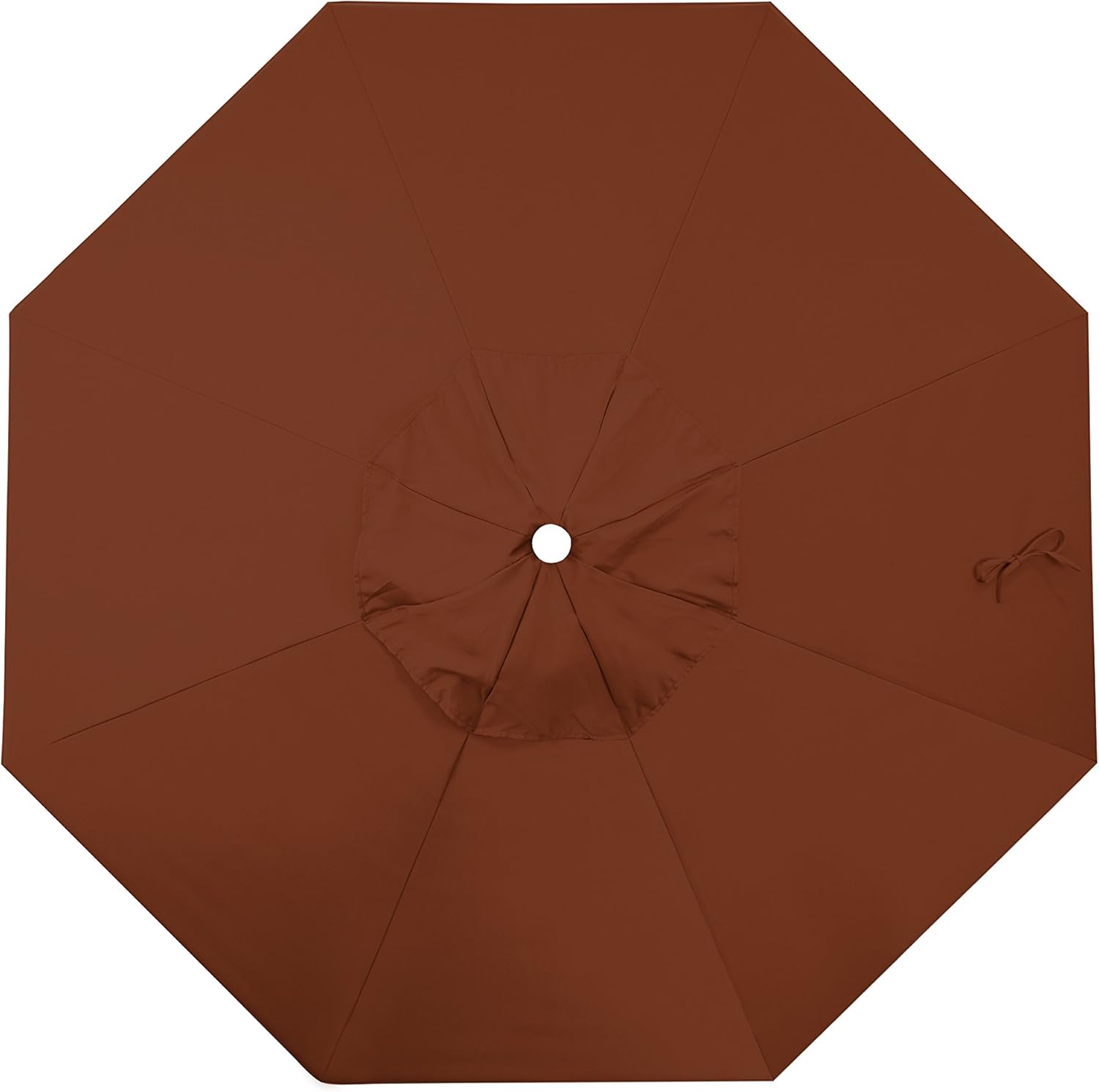 California Umbrella 9' Round Aluminum/Fiberglass Umbrella, Push Open, White Pole, Pacifica Brick Fabric