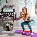 HIEE Dumbbell Rack, Weight Rack for Kettlebells, Heavy-Duty Home Gym Storage Rack for Yoga Mat and Workout Equipment, Storage Holder with Wheels, Hooks and Mesh Top gallery image