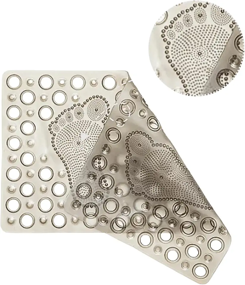 Tapete de Banheiro Retangular com Ventosa - Tapete para Box, não deixa Escorregar - Tapete de PVC Antiderrapante p/Piso (Cinza)