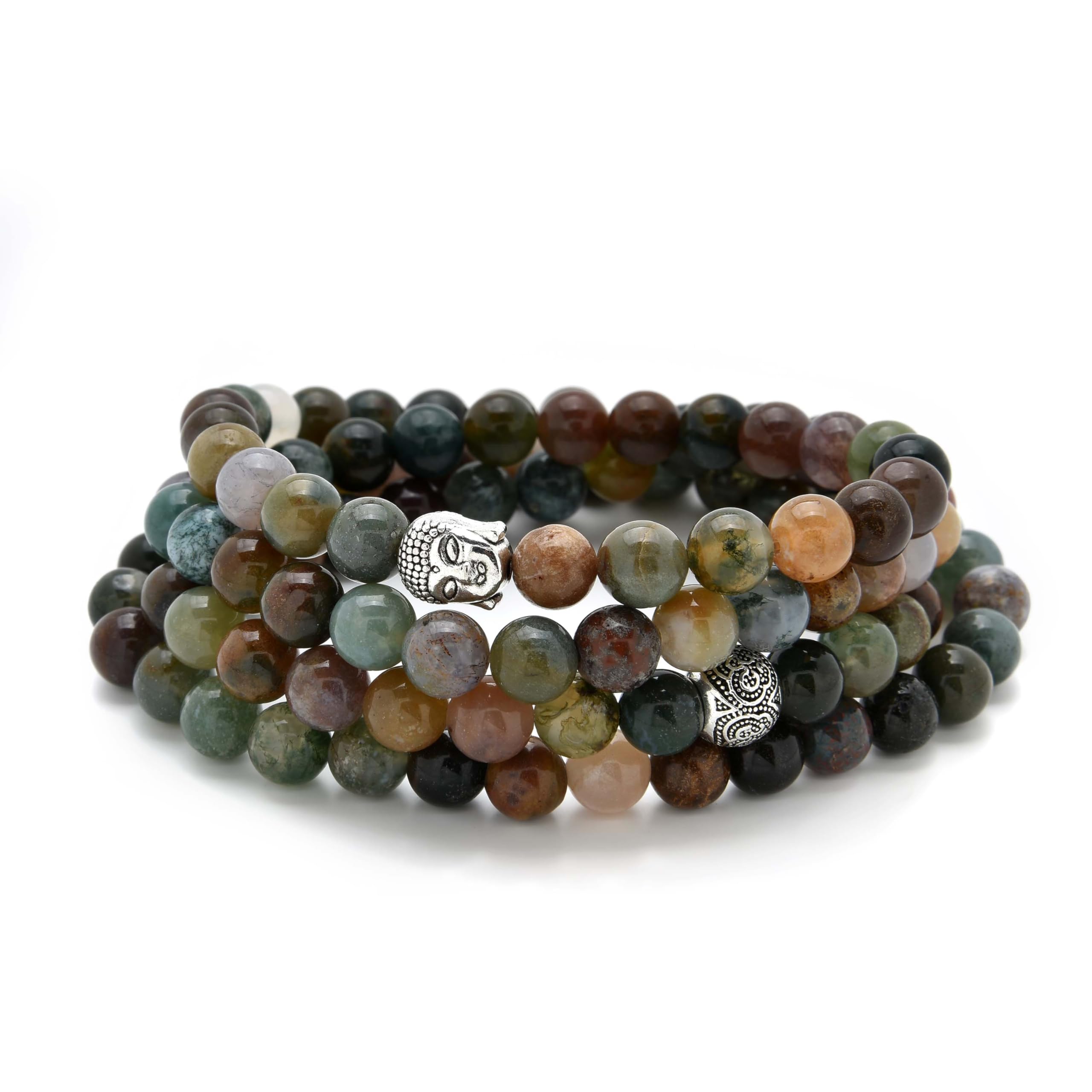 108 Bracciale Mala Preghiera Meditazione Perline Collana con il malocchio Charm Good Luck Yoga Jewellery (Occhio di tigre marrone (Brown Tiger's Eye