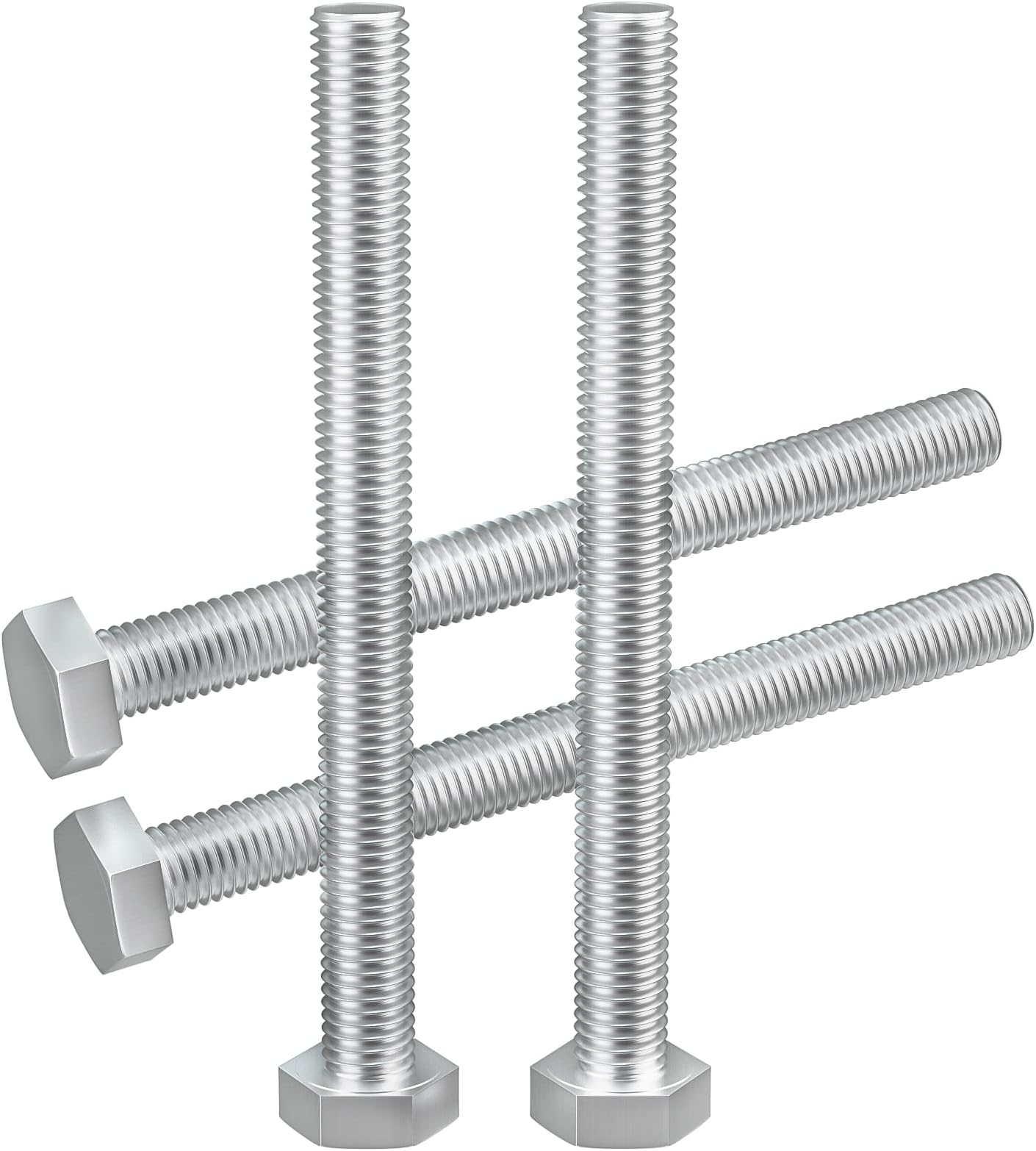 1/4-20 x 5" (5/8 to 5" Optional) Hex Head Screw Bolts, Stainless Steel 18-8(304), Fully Threaded, 15pcs