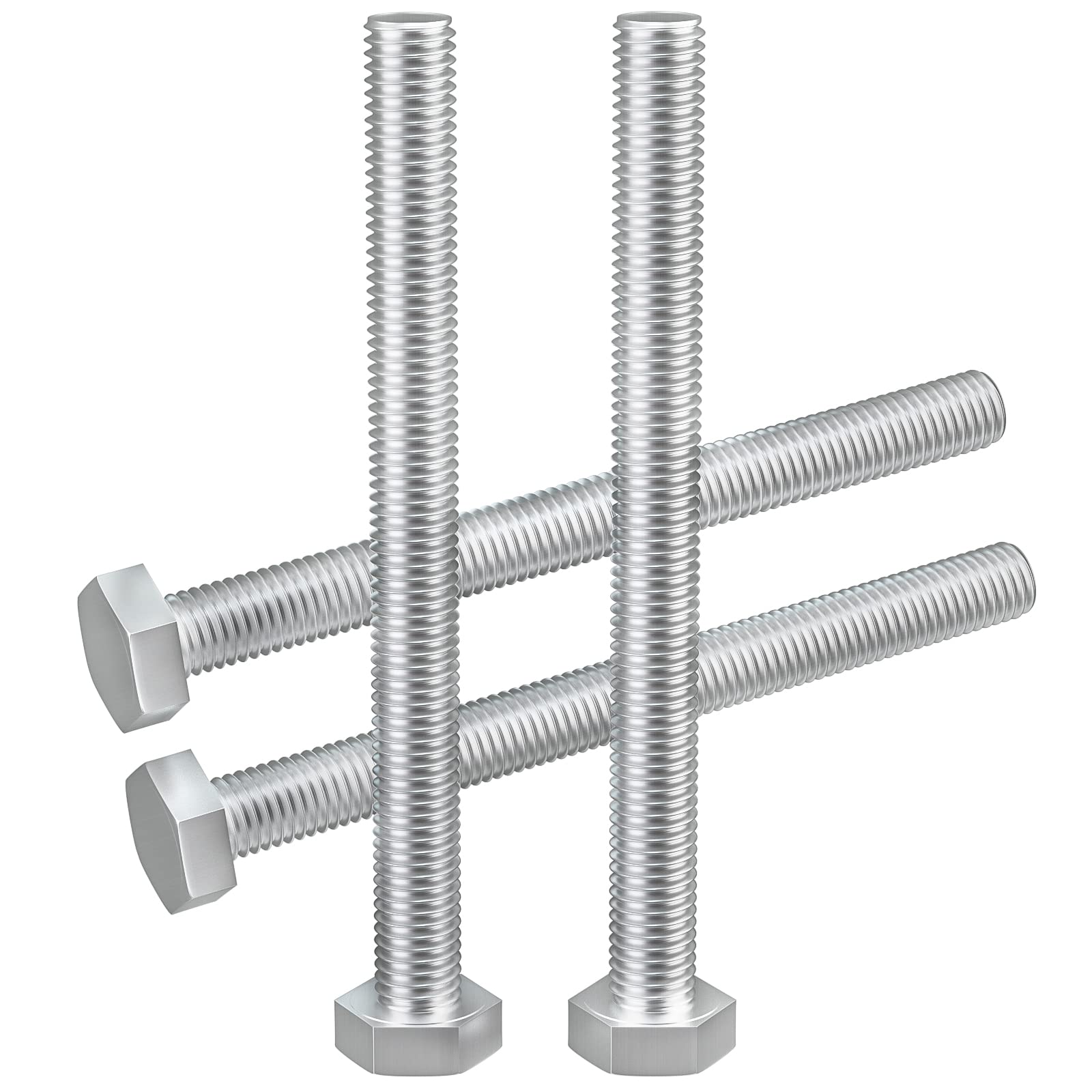1/4-20 x 5" (5/8 to 5" Optional) Hex Head Screw Bolts, Stainless Steel 18-8(304), Fully Threaded, 15pcs