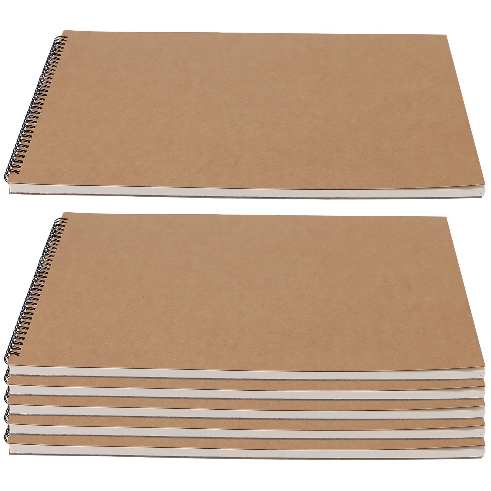CHIHEUNG 6 Pack A3 Sketchbook Landscape, Spiral Bound Sketch Pad 60 Sides 30 Sheets 160 GSM, A3 Drawing Pad for Artists, Brown