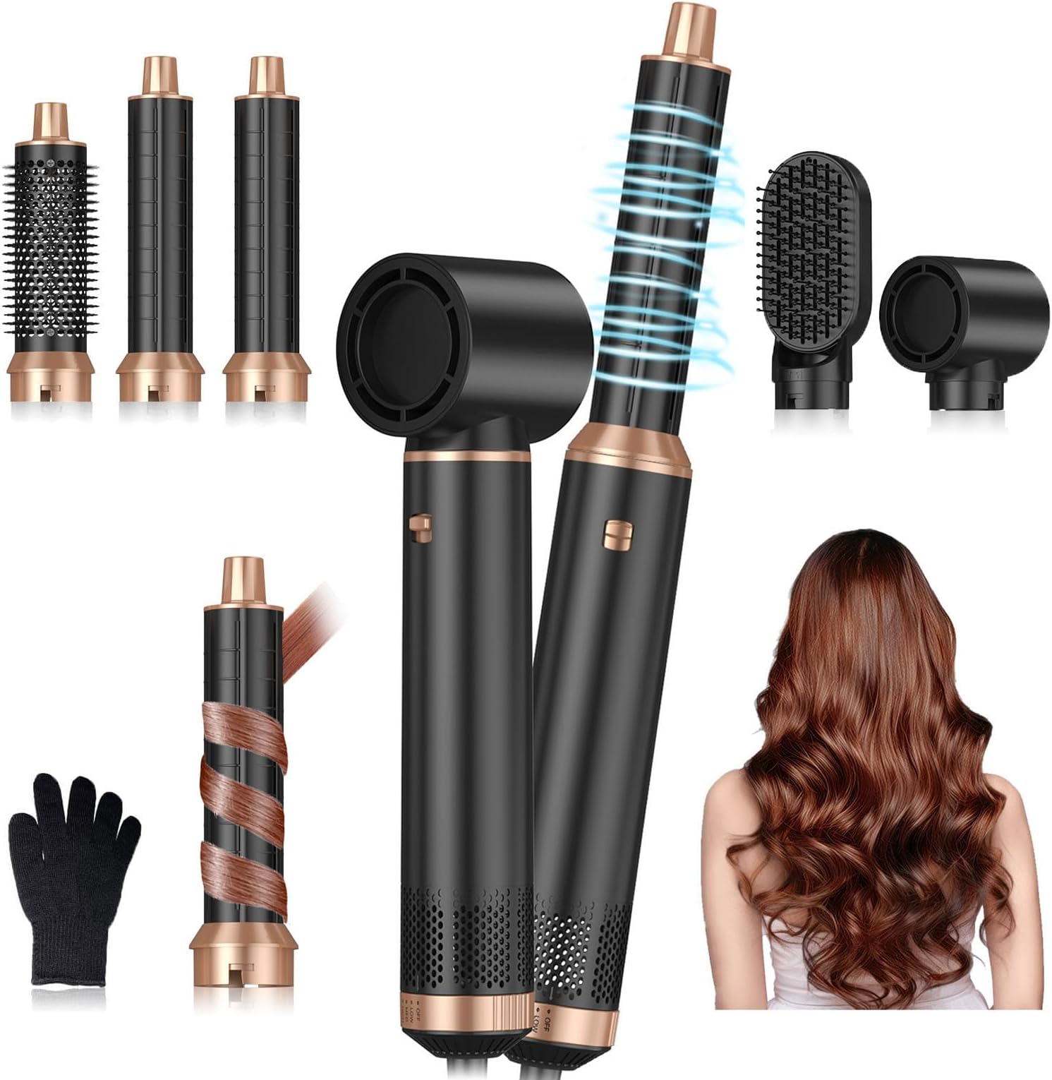 Airstyler Pro 5 in 1, Hair Dryer Brush Multifunctional Hair Styler,30mm Air Curler, Detachable Styler Tools for Drying Curling Volumizing,Air Styling Brush for Salon Results