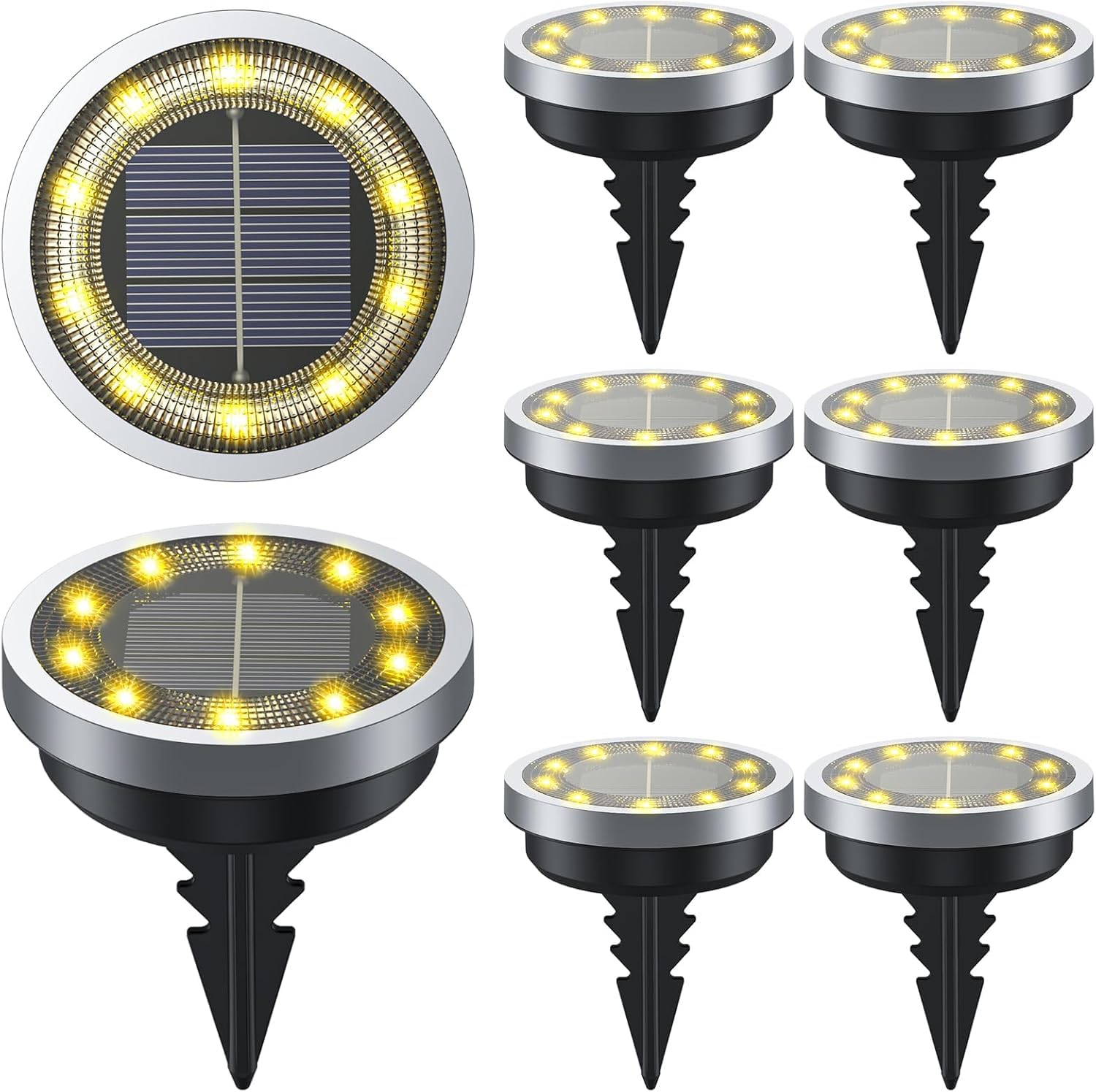 Solar Lights Outdoor Garden, 8 Pack Solar Ground Lights 10 LED Pathway Waterproof IP65 Garden Light Landscape Lighting, In Ground Light Decorative for Sidewalk Driveway Walkway Lawn Deck Steps Stair