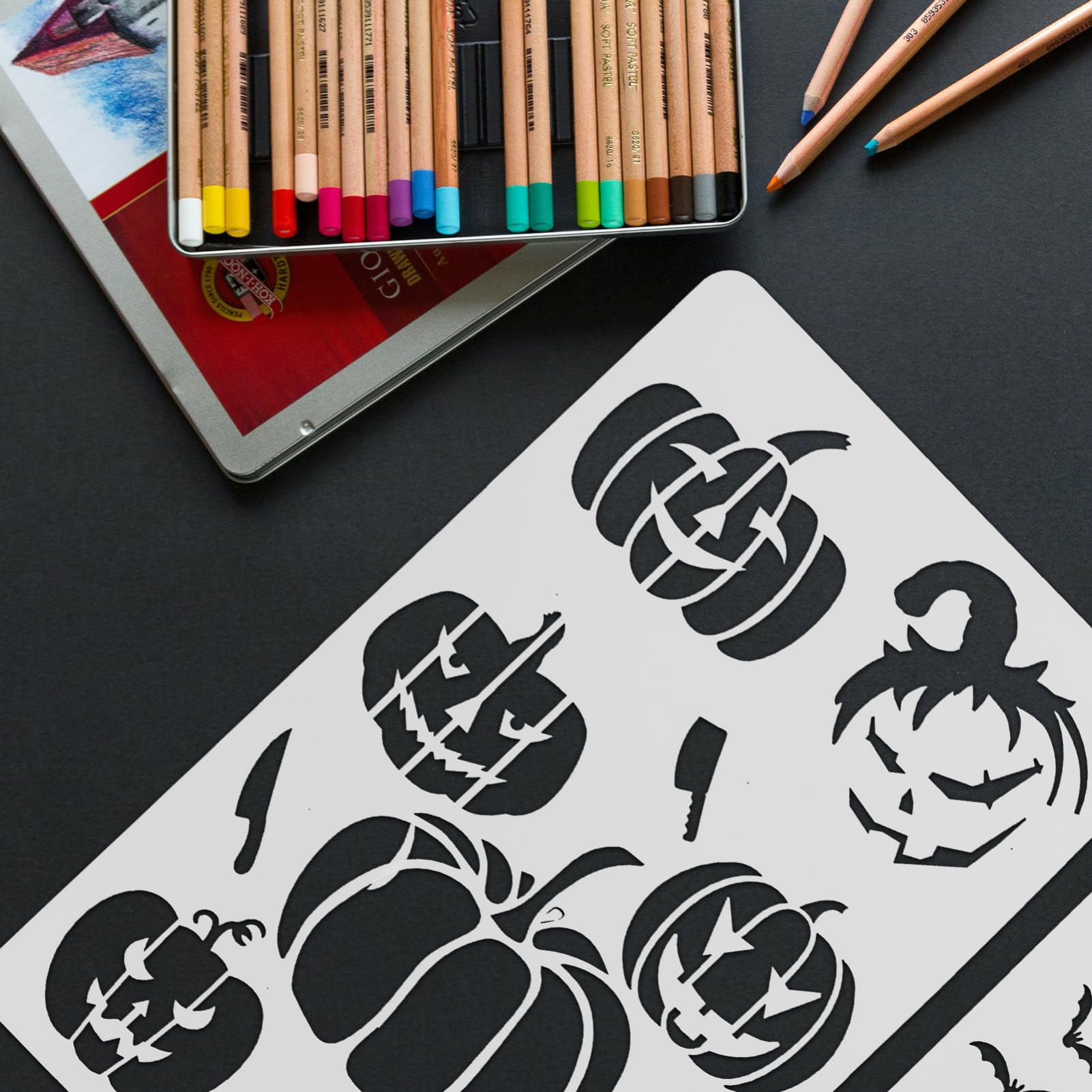 4 Sets Hohle Halloween-schablonen Malvorlagen Für Jungen Und Mädchen Zeichenschablonen Keine Grate 12 Stück * 4