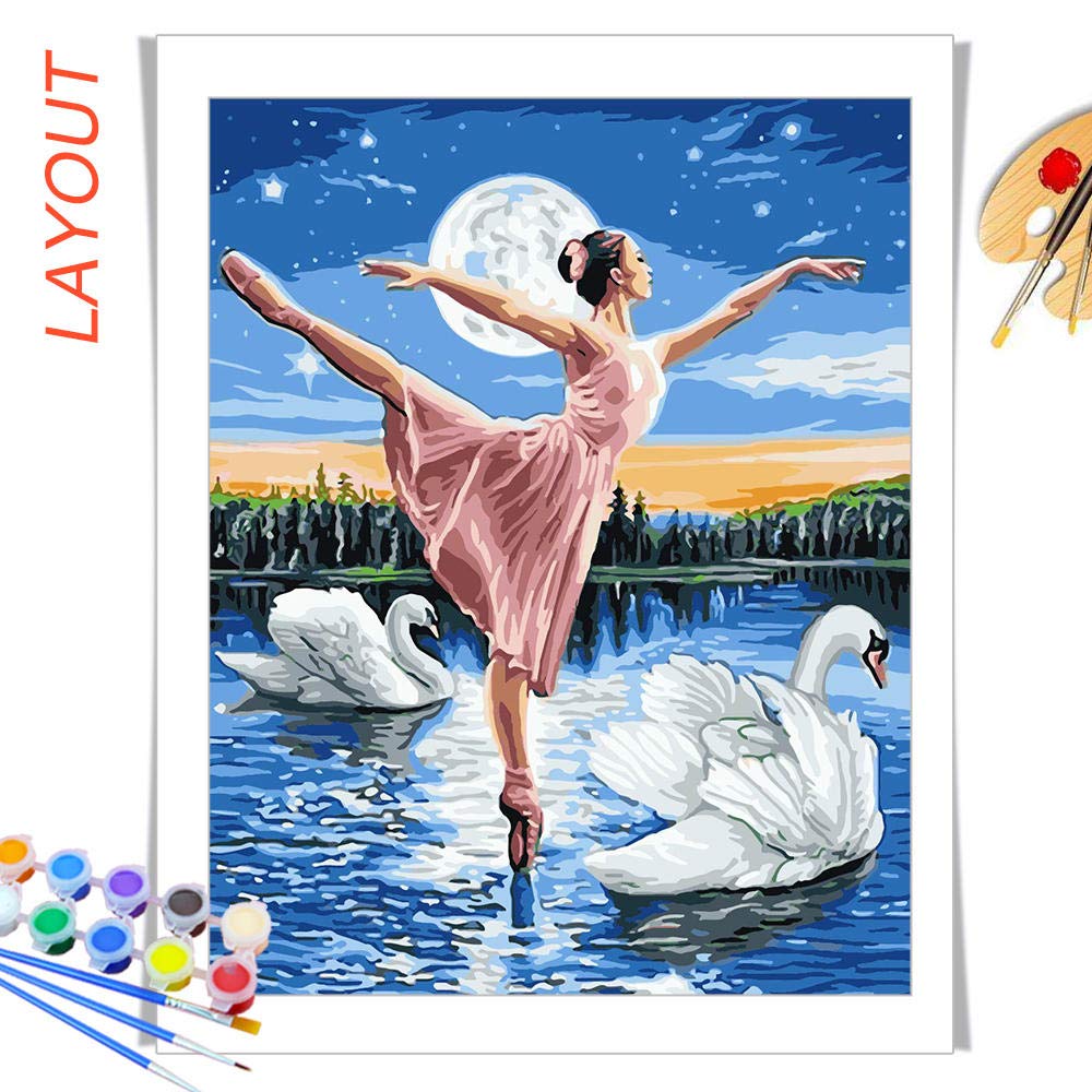Amazon.co.jp: 数字によるDIY絵画バレエダンサーキャンバスにフレーム 