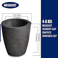 Vista 2 de # 4 17.6 lbs MegaCast, Crisoles de grafito de arcilla de fundición negro Torcha Horno Fundición de fusión Refinación Oro Plata Cobre Latón Aluminio