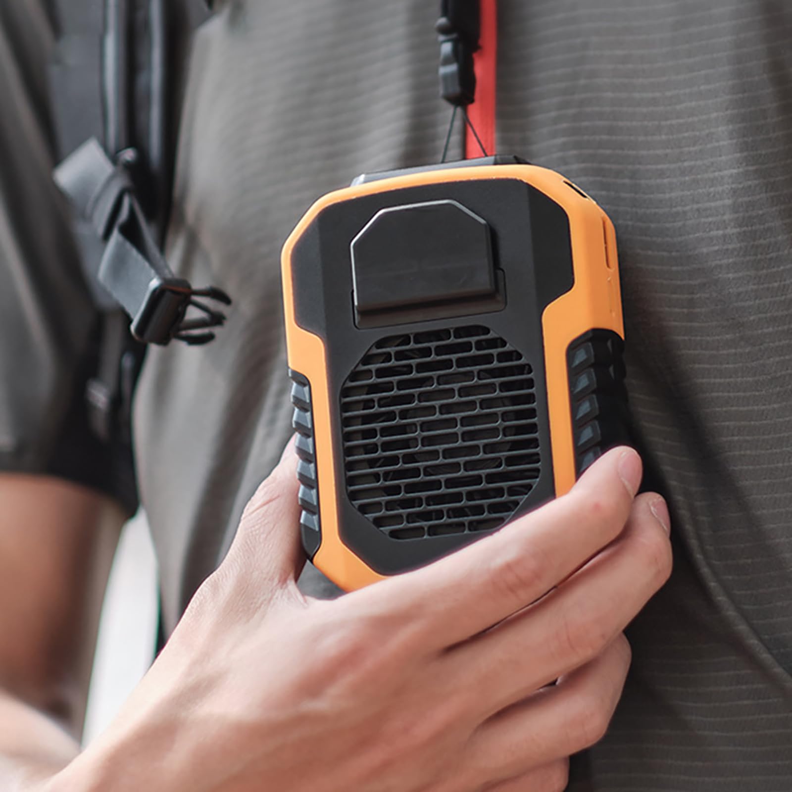 Ventilatore Portatile USB Aria condizionata 6000mA Ricaricabile Mini ventilatori a Collo Appeso Sport all'Aria Aperta Campeggio Escursionismo Clip su Dispositivo di Raffreddamento,Arancione,117 *