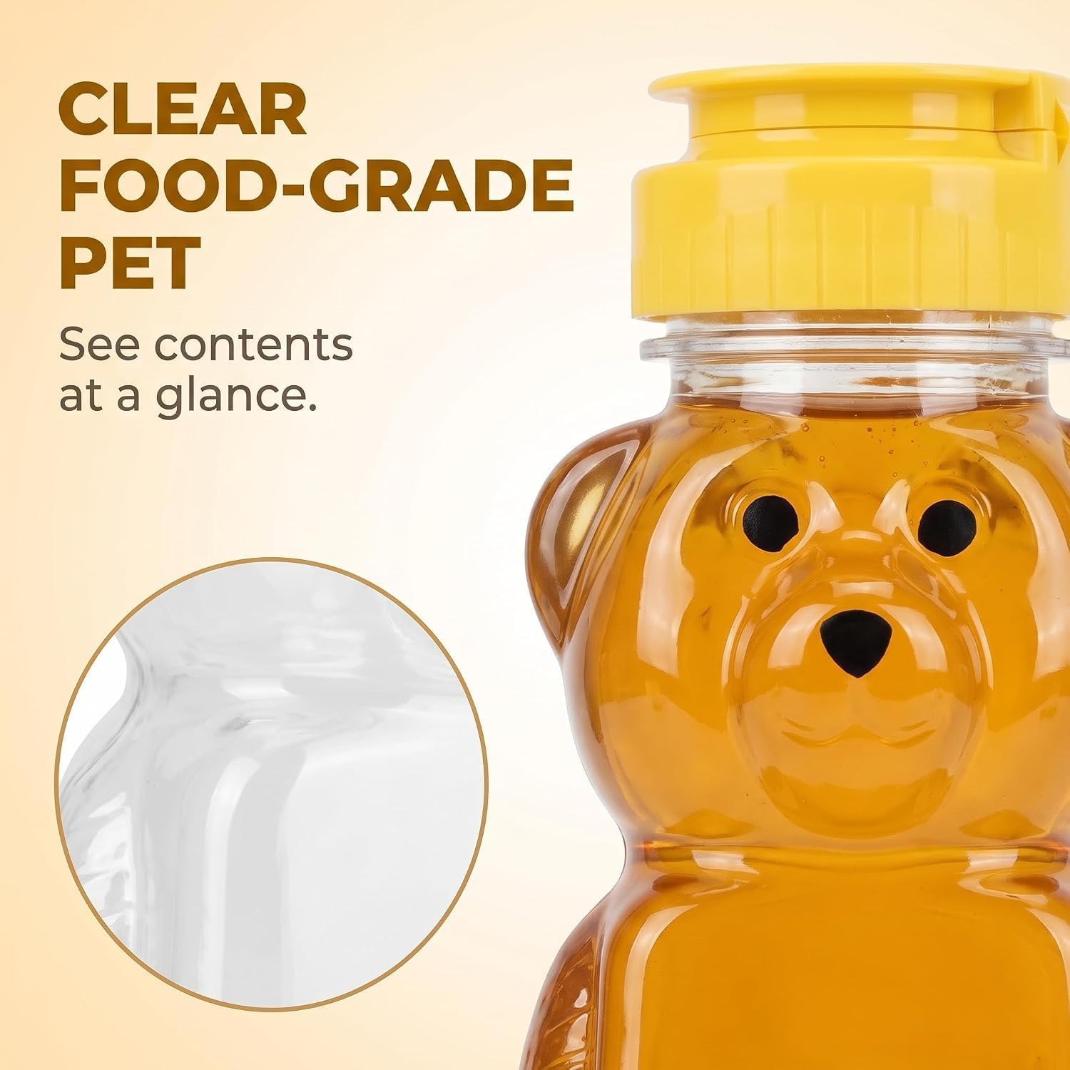 2Pcs Yellow Plastic Cute Bear Honey Bottle Jars, Empty Honey Squeeze Bottle with Flip-top Lid for Storing and Dispensing, Yellow Flap Caps for Storing and Dispensing Garlic Presses (8 Oz)