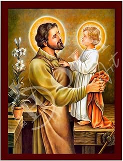 Saint Joseph Greek Orthodox Icon, Handmade, 15.75x19.68 in (40x50 cm) | wood plaque, ready to hang — for prayer corner, home altar or icon shelf — christian gift for baptism, wedding or name day