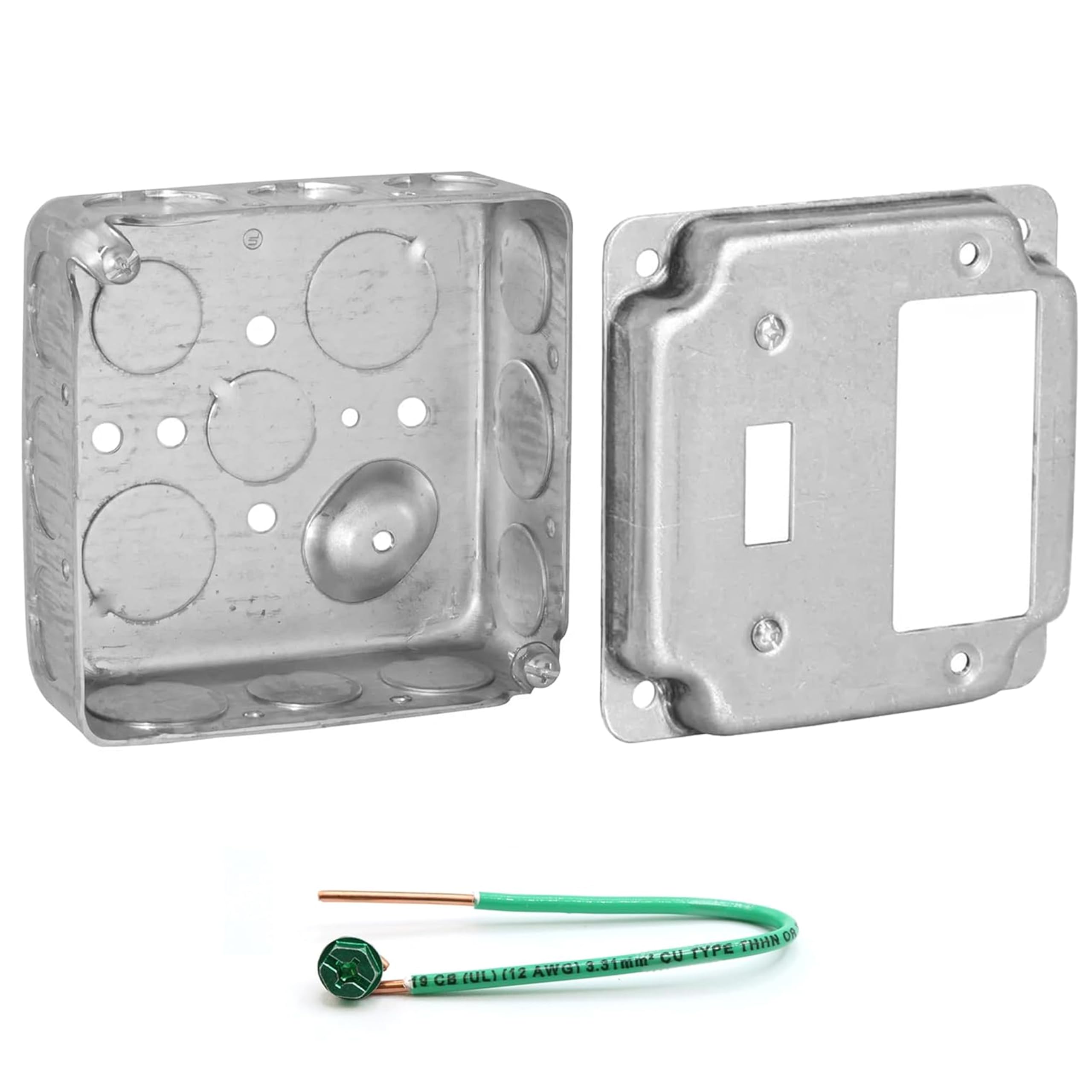 4" Square Electrical Box Kit, 2-Gang Duplex Cover, 1-1/2" Deep, Drawn Steel — Amazon image 15