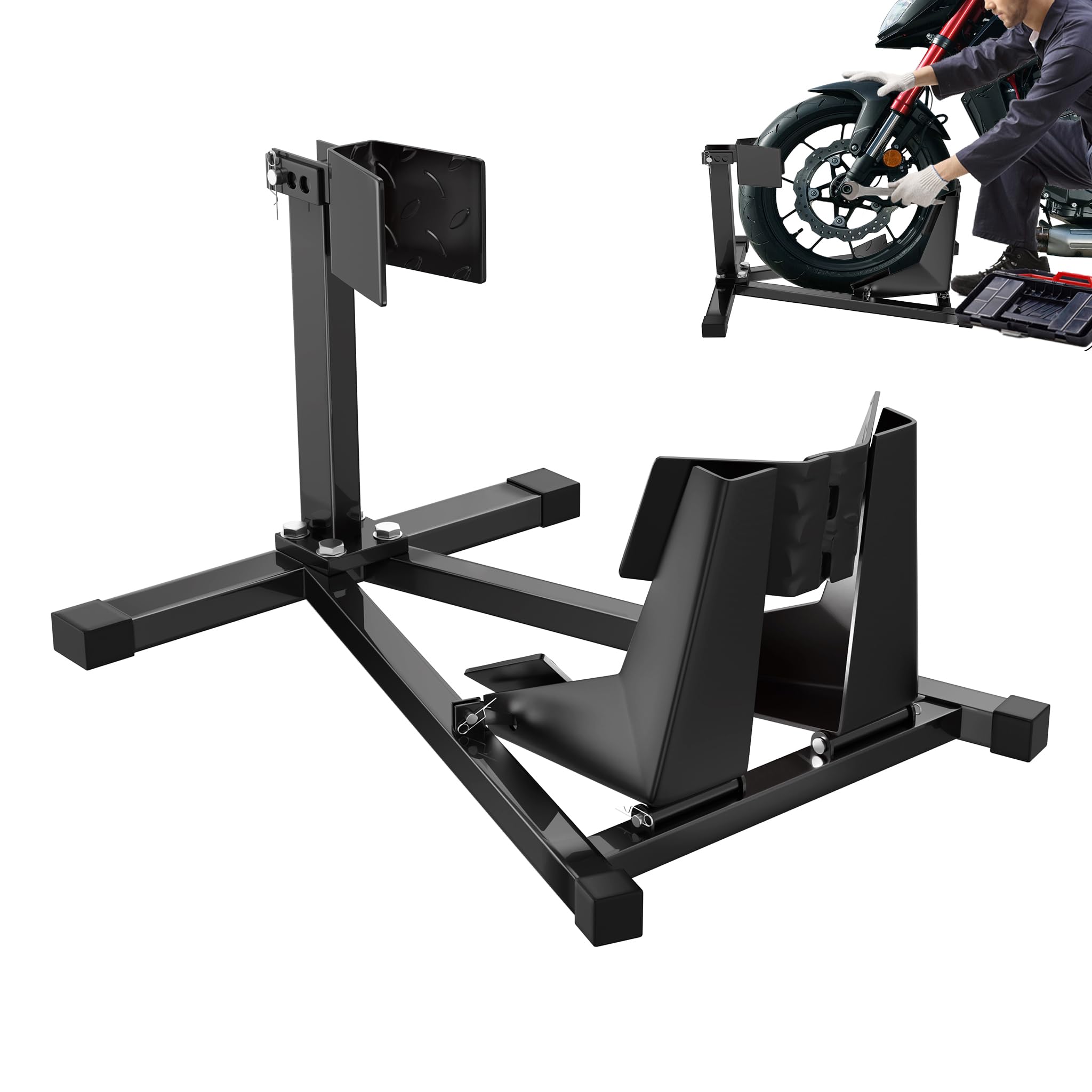 FIVMEN Support universel pour roue avant de moto - Support de montage pour moto - Antidérapant et réglable - Pour pneus avant de 17 à 21"