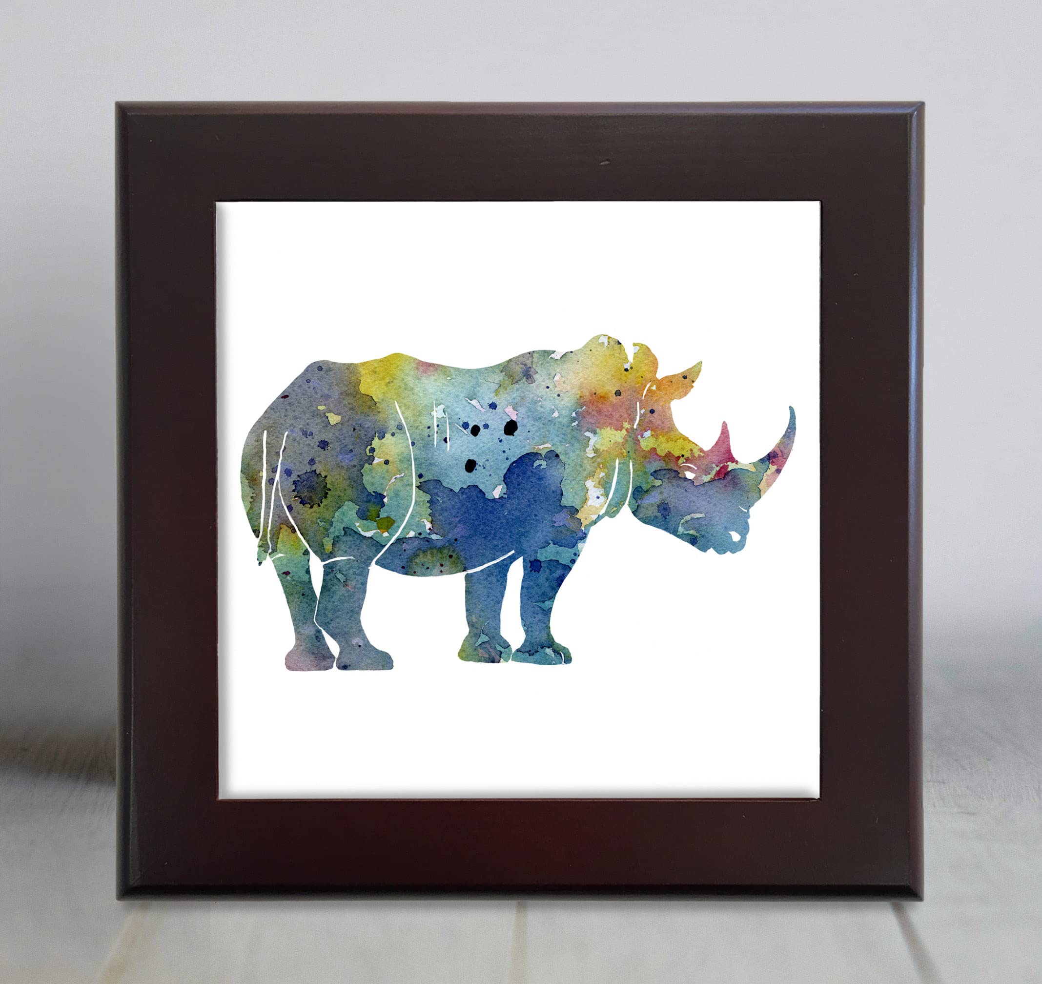 Blue Rhino Abstract Watercolor Art Decorative Tile (6 X 6)