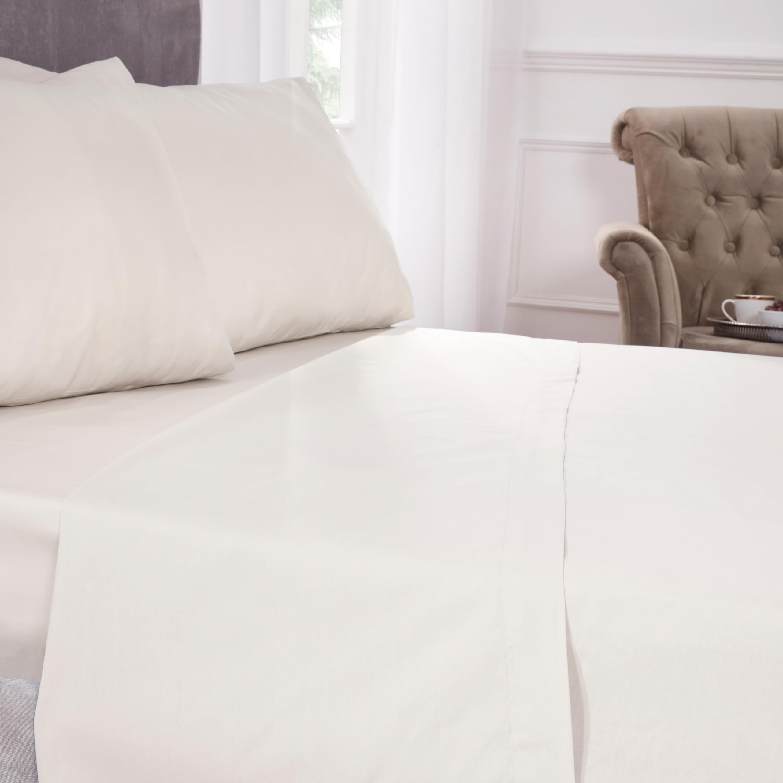 Emma Barclay 180 Thread Count Percale Flat Sheet in Ivory - Double Bed โ image 1
