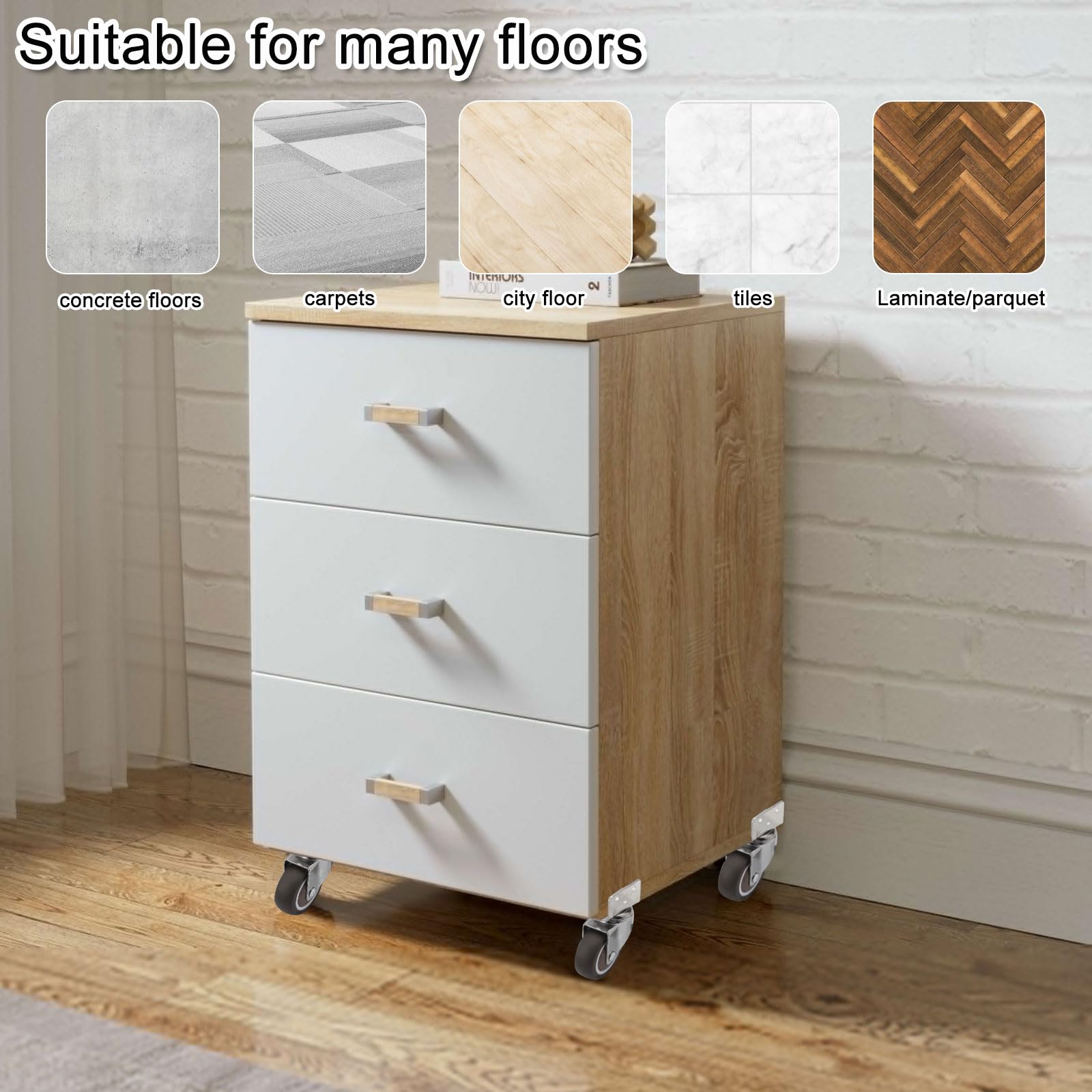 Ruote Per Mobili 50mm Con Freno - Set 4 Pezzi Con Piastra A L - Foto 7