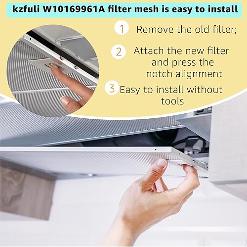 Miniatura 4 de W10169961A accesorio de repuesto para filtro de campana extractora. Compatible con Whirlpool, Kitchen Aid, Jenn Air, filtro de ventilación de