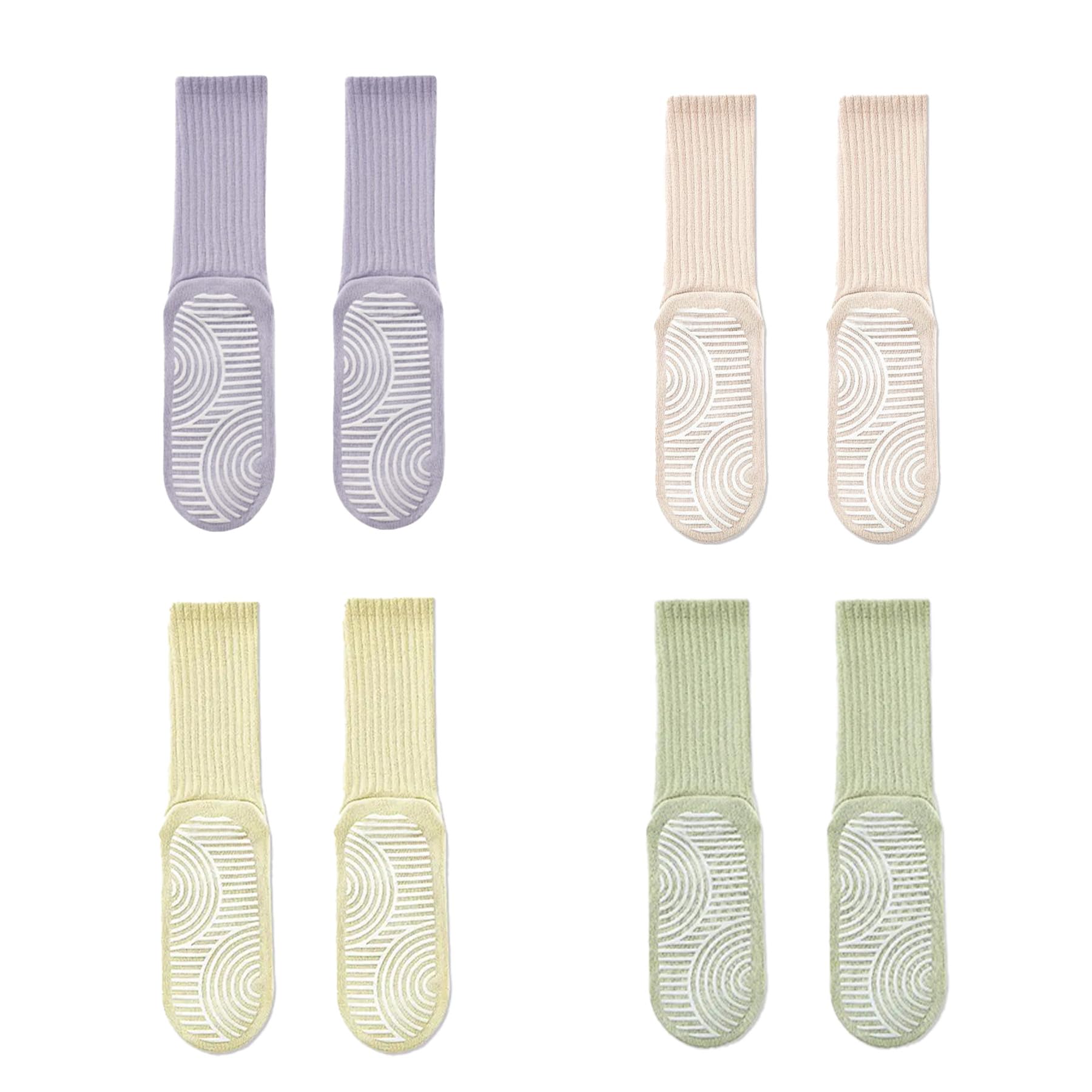 Kynoeen Grip Socks for Women - 4 Pairs Pilates Yoga Socks with Non Slip Grippers for Barre Hospital