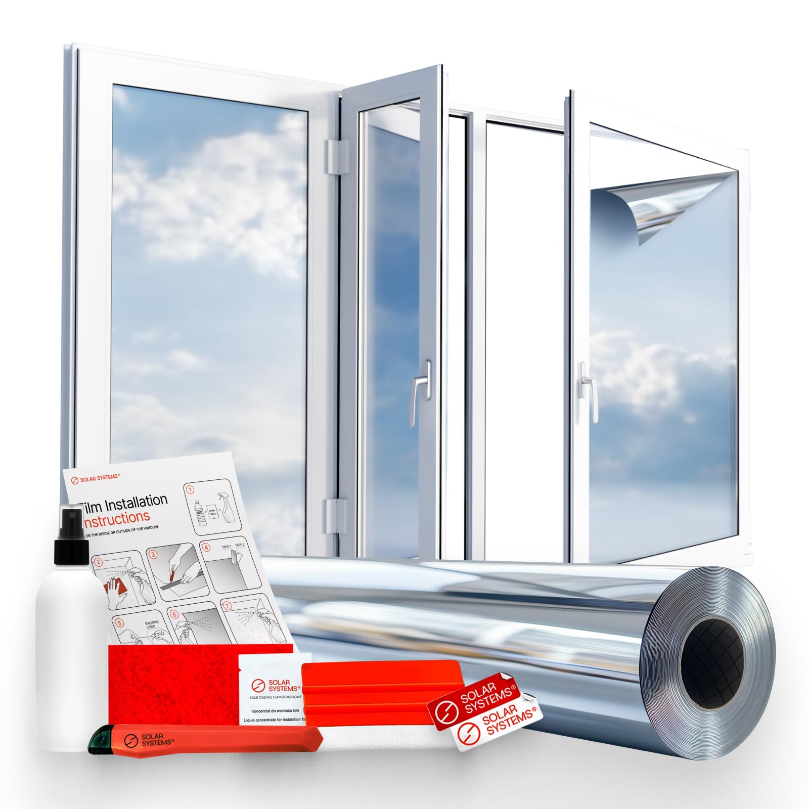 Solar Systems Pellicola autoadesiva per finestre pellicola per la privacy pellicola per vetri smerigliati - Pellicola protettiva anti-UV per finestre con kit di montaggio - Bianco opaco (75 X 300cm)