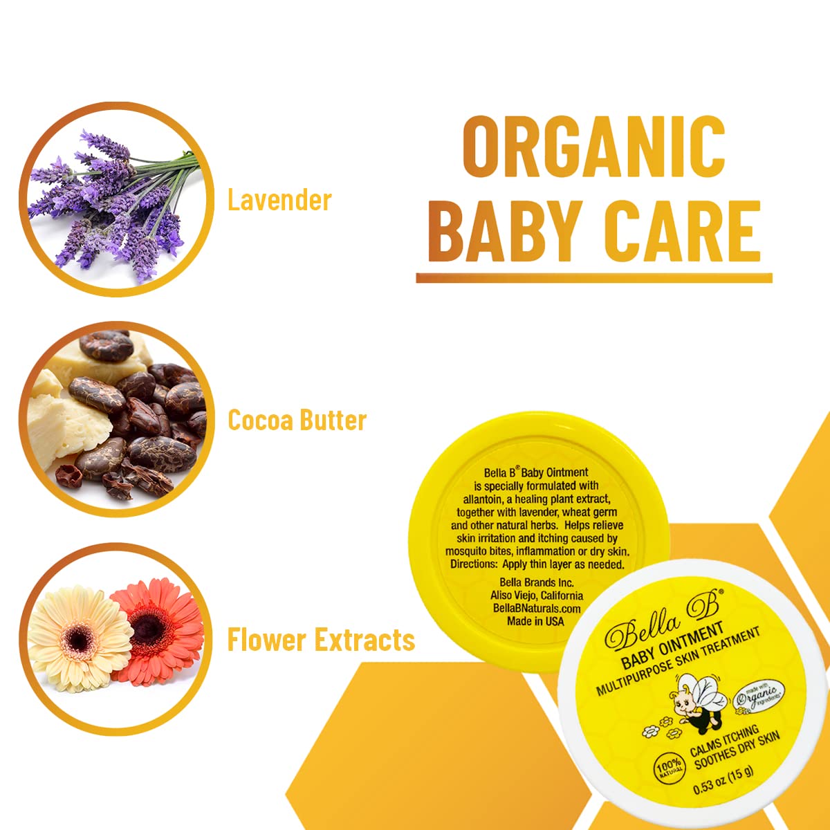 BELLA B Baby Ointment Multipurpose Skin Treatment 0.5oz - Made with Organic Ingredients - Naturally Helps Soothe Irritation - Remedy for Very Dry Skin - Soothing Multipurpose Baby Ointment - Image 3