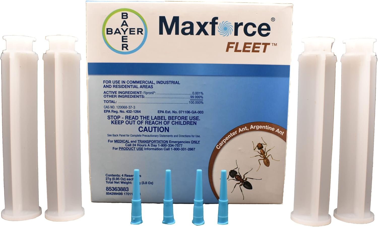 Envu (Formerly Bayer) - Maxforce Fleet 4 Tips, 4 plungers, 4 reservoirs
