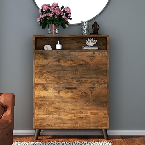 Miniatura 3 de Armarios de almacenamiento de zapatos, 16 pares de organizadores de zapatos independientes con 2 cajones abatibles para entrada, estrecho de 3