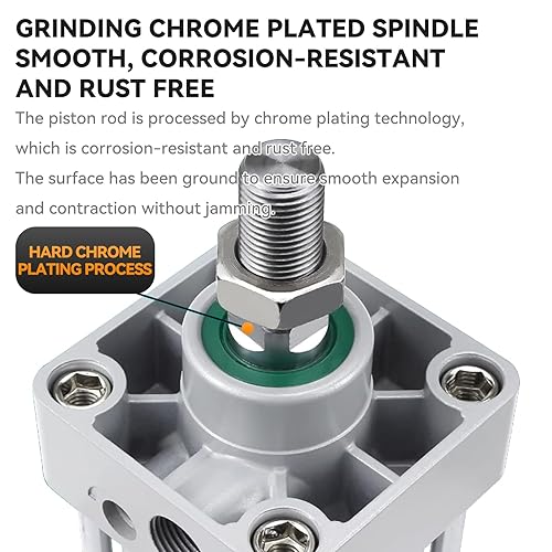 Miniatura 5 de Diámetro del cilindro neumático de aire de aleación de aluminio 1 14 pulgadas (1.260 in), carrera 4 pulgadas (3.937 in), vástago de pistón