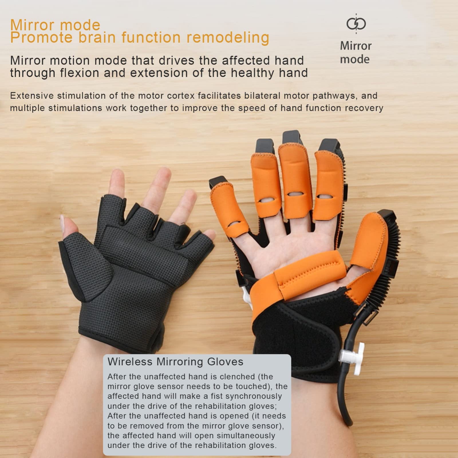 Férula de Mano/Guantes de Robot de rehabilitación/Entrenador de rehabilitación de flexión y extensión de Dedos, con Guantes espejados, para el deterioro Funcional de la recuperación del GOL
