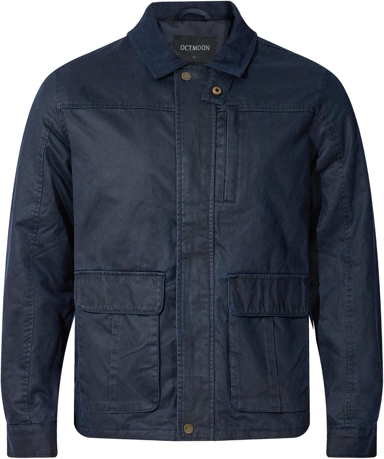 OctMoon Men’s Vintage Workwear Jacket with Cotton Twill Collar, Multi-Pocket Casual Cotton-Blend Fall Winter Coat