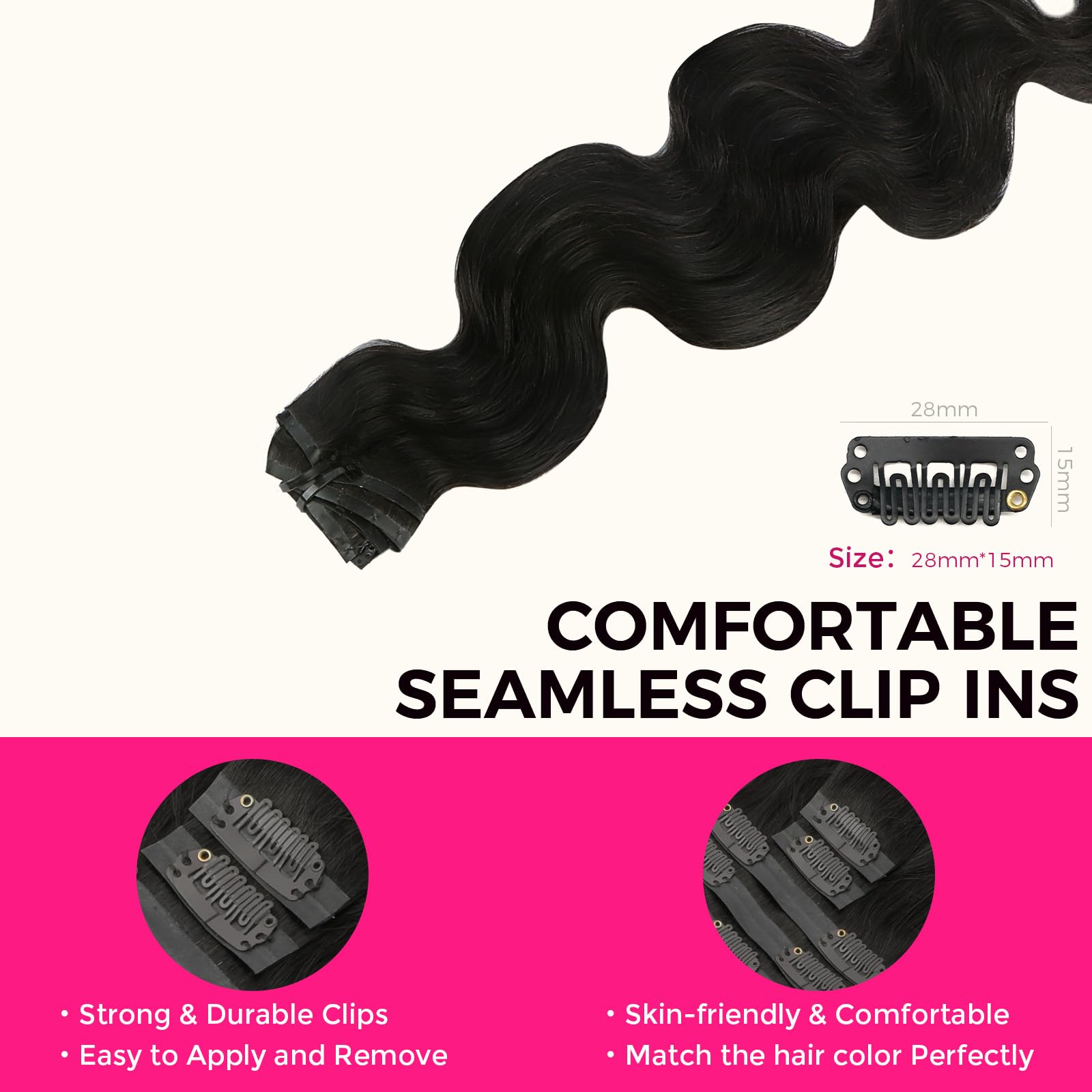 Amazon.com : Lashey Seamless Clip in Hair Extensions Human 