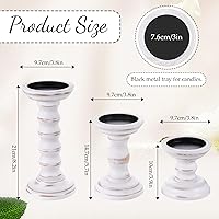 Vista 2 de Juego de 3 portavelas rústico de madera rústica, portavelas de madera rústica, candelabros decorativos de madera para sala de estar, centro de mesa