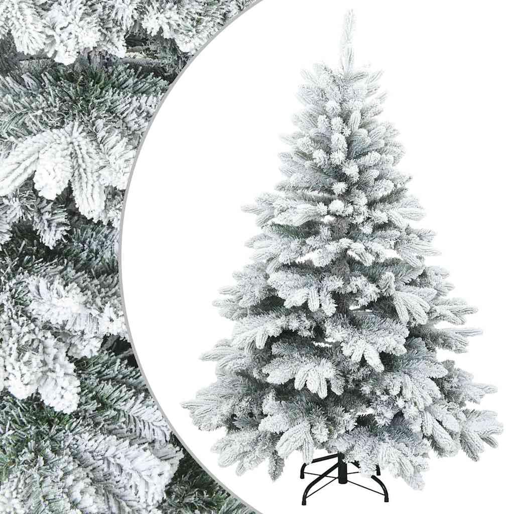 Moderno árbol de Navidad artificial plegable con nieve flocado blanco, 120 cm de alto, con soporte de metal resistente, para interior y exterior protegido, fácil de montar