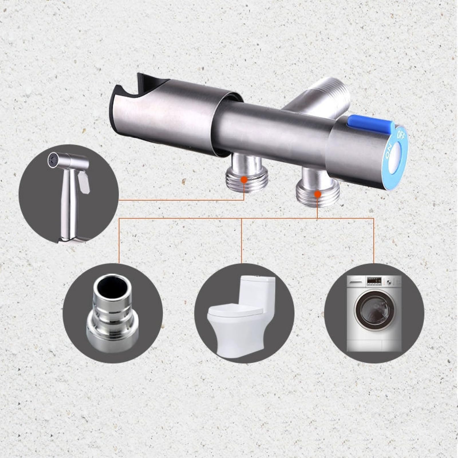 Doccetta Bidet per WC A Parete Set Doccia Bidet In Acciaio Inossidabile Nero Doppia Uscita Foro Singolo | WC Collegabile Adatto Al Bagno