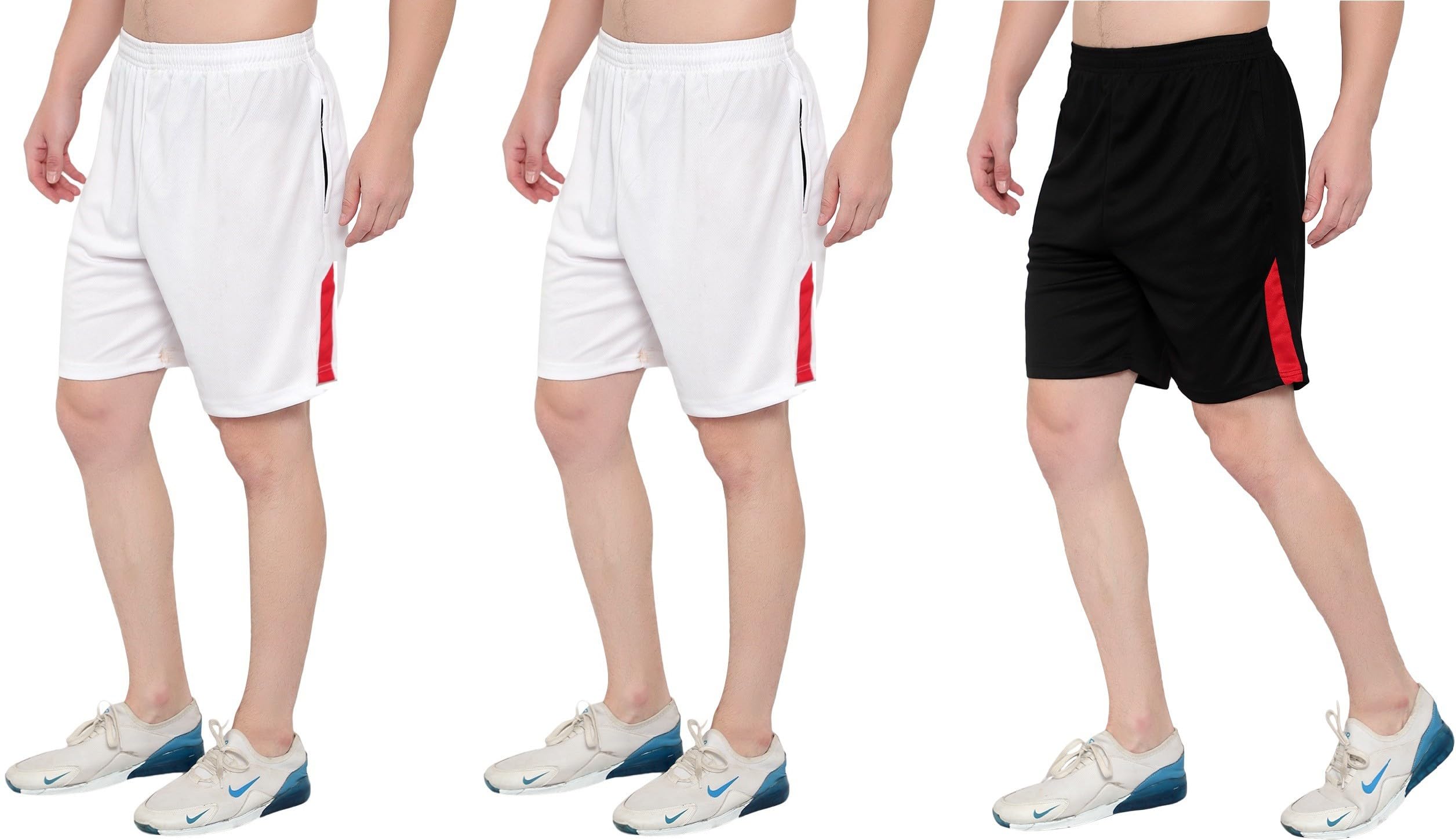 Color Block Men Multicolor Sports Shorts Sh_730-BLACK-WHITE-WHITE-picture-12
