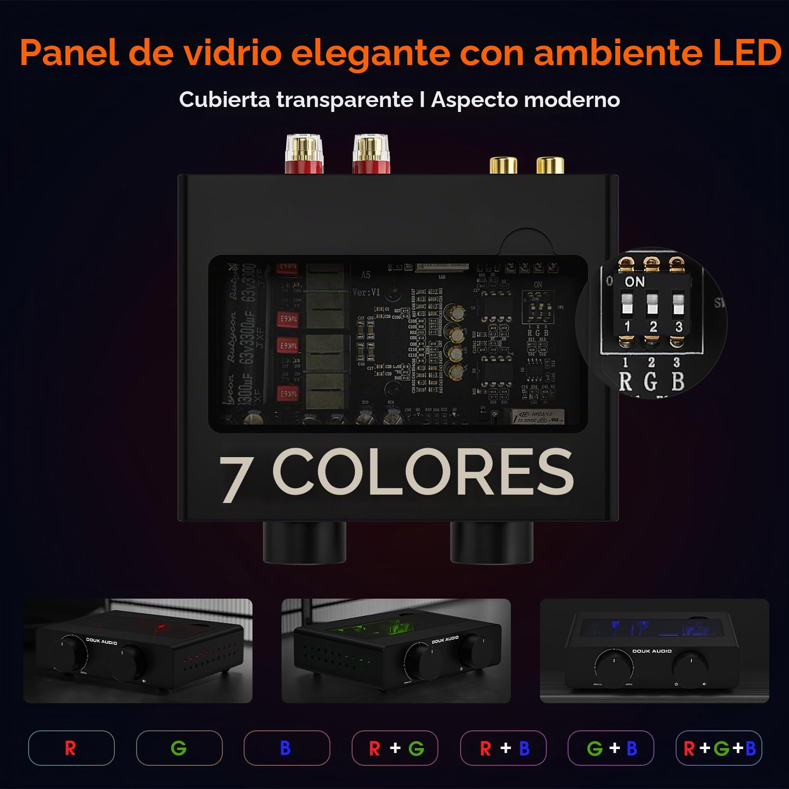Amplificador Estéreo Douk A5 TPA3255, Miniamplificador de Potencia de Audio HiFi de 600 W, Clase D para Sistema de Cine en casa, Altavoz Pasivo con Filtro de paso alto + Fuente de Alimentación de 48 V