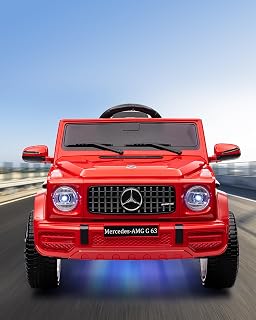 GarveeLife Electric Car for Kids Licensed Mercedes-Benz G63 12V Ride on Toy with Remote Control Kids' Electric Vehicle with LED Light MP3 USB Bluetooth(Red)