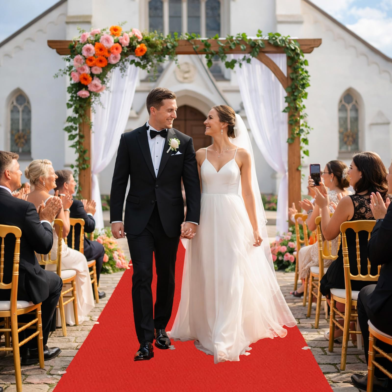 Tappeto passatoia rosso, 1 x 5 m, tappeto per feste, eventi, tappeto rosso antiscivolo, per matrimonio, Natale, Ringraziamento, accessorio per esterni, matrimoni, feste, corridoio