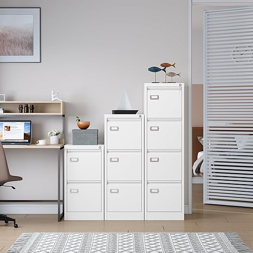 Miniatura 4 de SISESOL Archivador vertical de 3 cajones con cerradura, archivador de acero inoxidable, archivador de metal para organizador de oficina en casa,