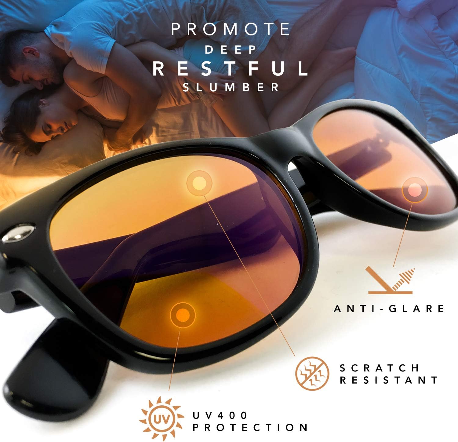 Anti Blue-Light Glasses - UV400 Blue Blocking Glasses to Improve Sleep - Reduce Eye Strain