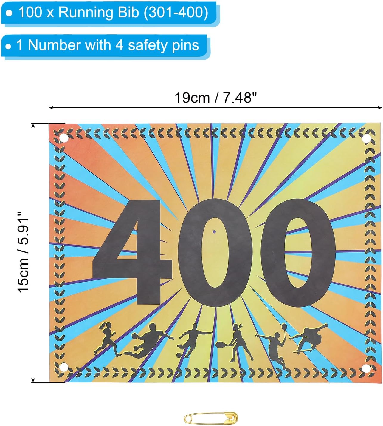 PATIKIL Tearproof Running Bib Numbers, Wheat Ears Waterproof Race Competitor Numbers with Safety Pin for Marathon Sports Game Competition Runner
