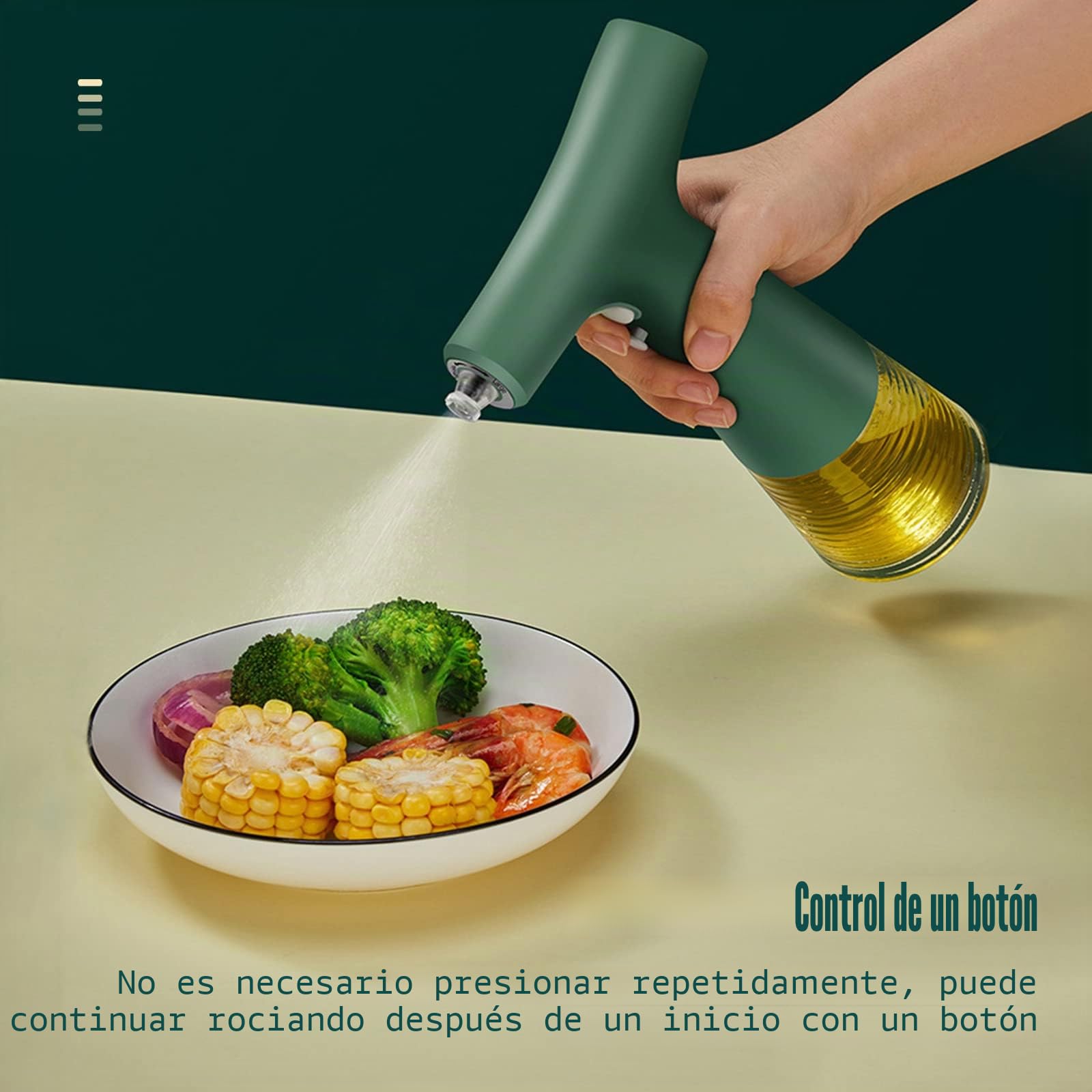Andoer 240ml Rociador Automático de Aceite de Oliva 2 Modos Botella de Spray Recargable de Flujo Ajustable Dispensador de Aceite USB para Cocinar Barbacoa Ensalada Hornear