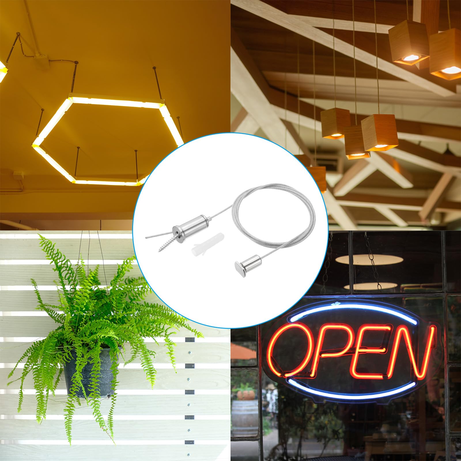 Amazon.co.jp: PATIKIL 吊り下げワイヤーケーブルキット 4セット