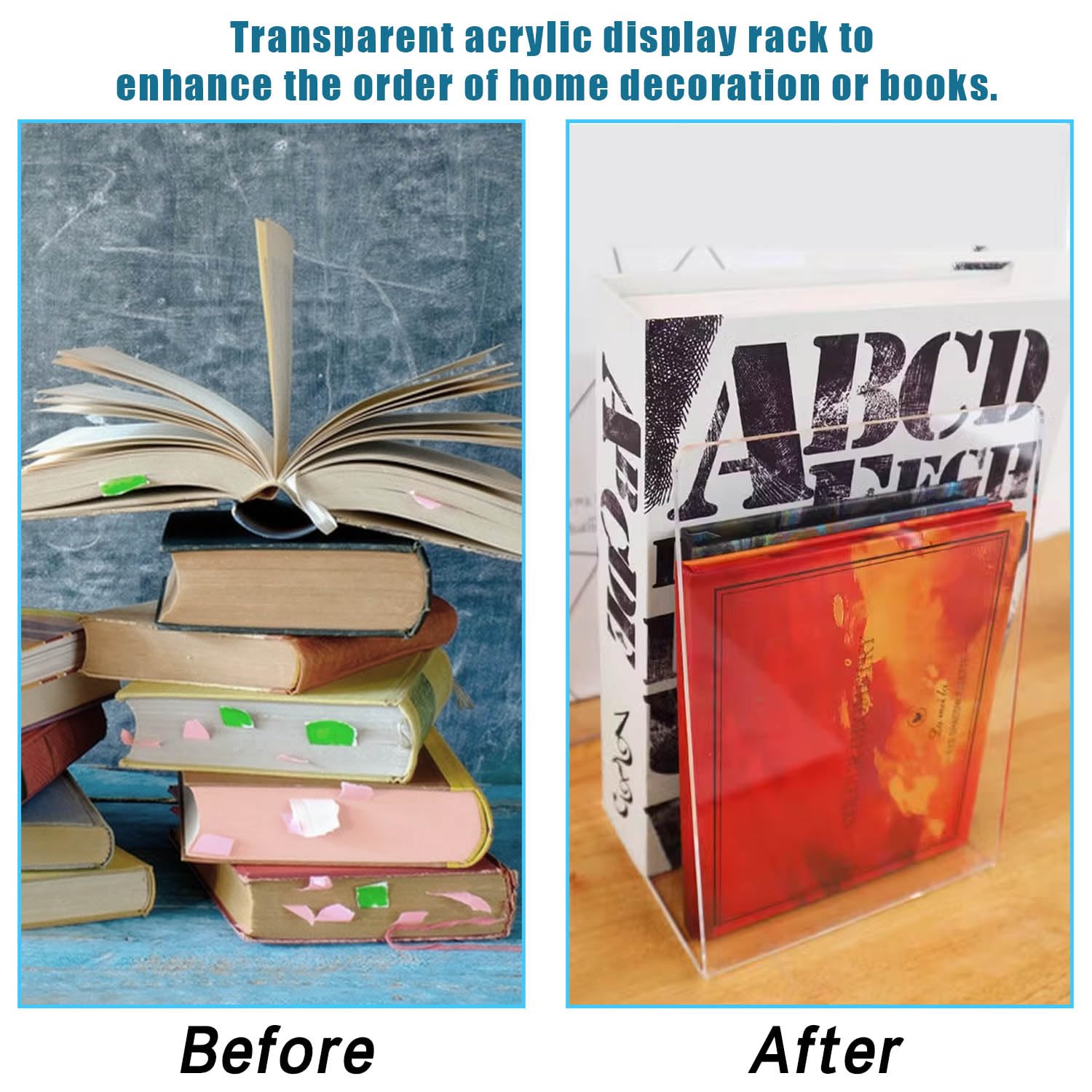 6 Piezas Scrílicos Sujeta Libros, Transparentes Sujetalibros, Sujeta Libros Estanteria, Sujetalibros Estanteria, Soporte Libros Estanteria Adecuado para Escuela Biblioteca Hogar Oficina (10x10x13cm)