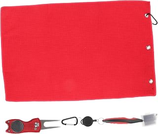 TOYANDONA 1 Juego Juego de Limpieza de Golf Limpiador Toalla de Golf chuleta Equipo con Cepillo de Golf Herramienta de Golf Cepillo Profesional para Palos de Golf cepillos de Golf Metal Rojo